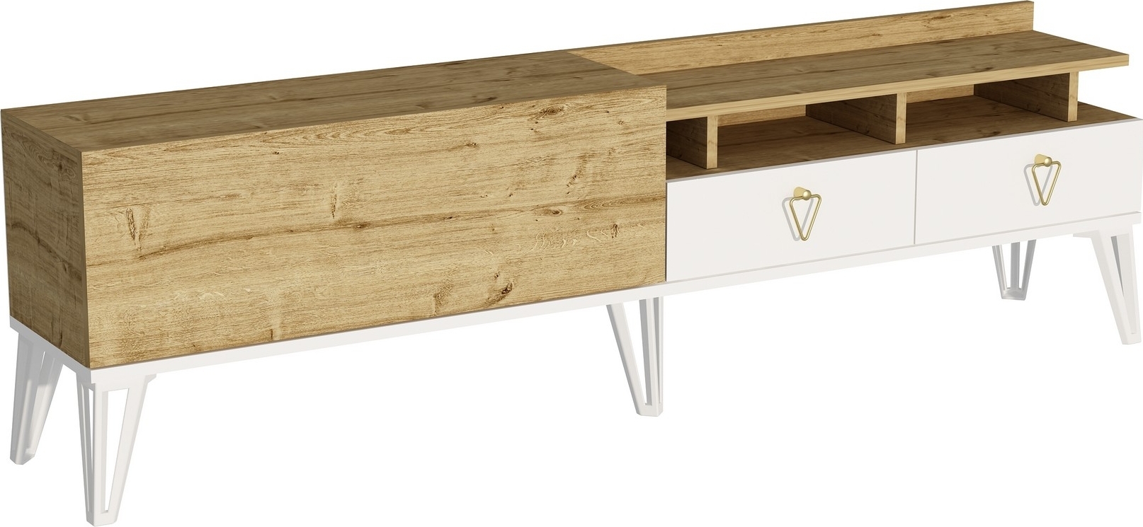 Royal TV-bänk - Vit/ek Royal TV-bänk - Vit/ek