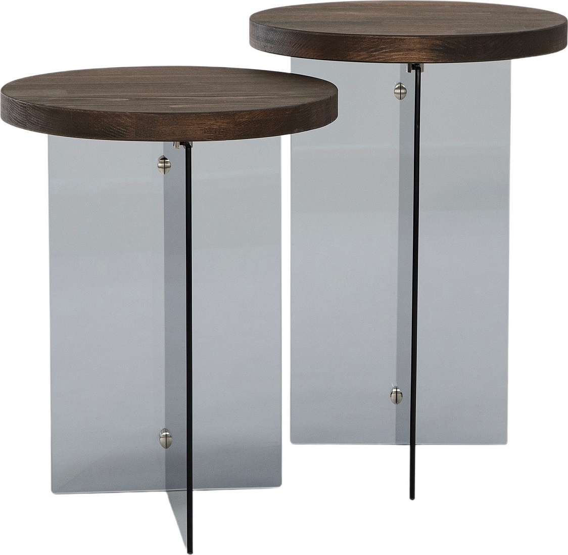 Serenity bijzettafelset �35/35 cm - Walnoot/donkergrijs