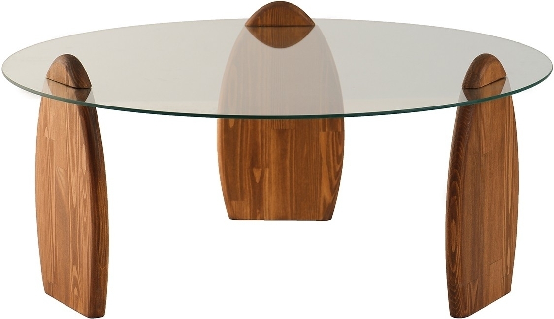 Surf soffbord Ø90 cm - Kastanj/klarglas Surf soffbord Ø90 cm - Kastanj/klarglas