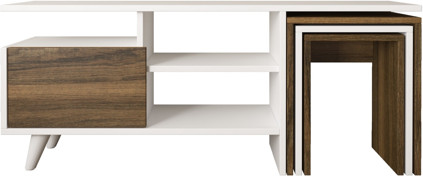 Doga TV-standaard - Walnoot/wit