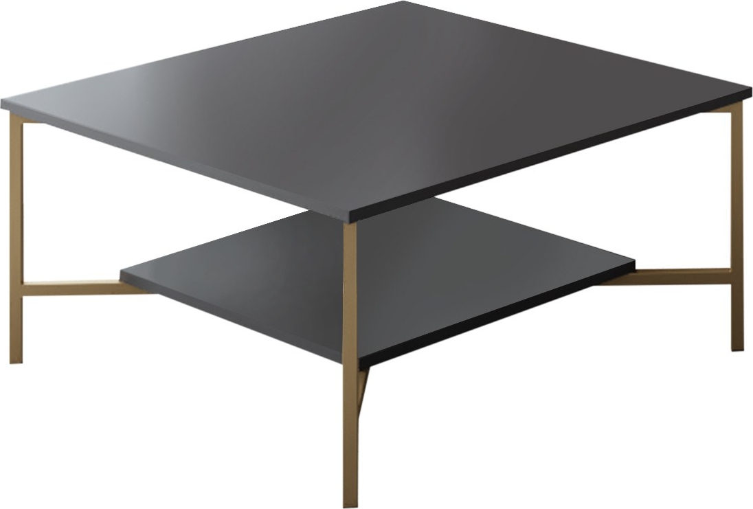Erki salontafel 80 x 80 cm - Antraciet/goud Erki salontafel 80 x 80 cm - Antraciet/goud
