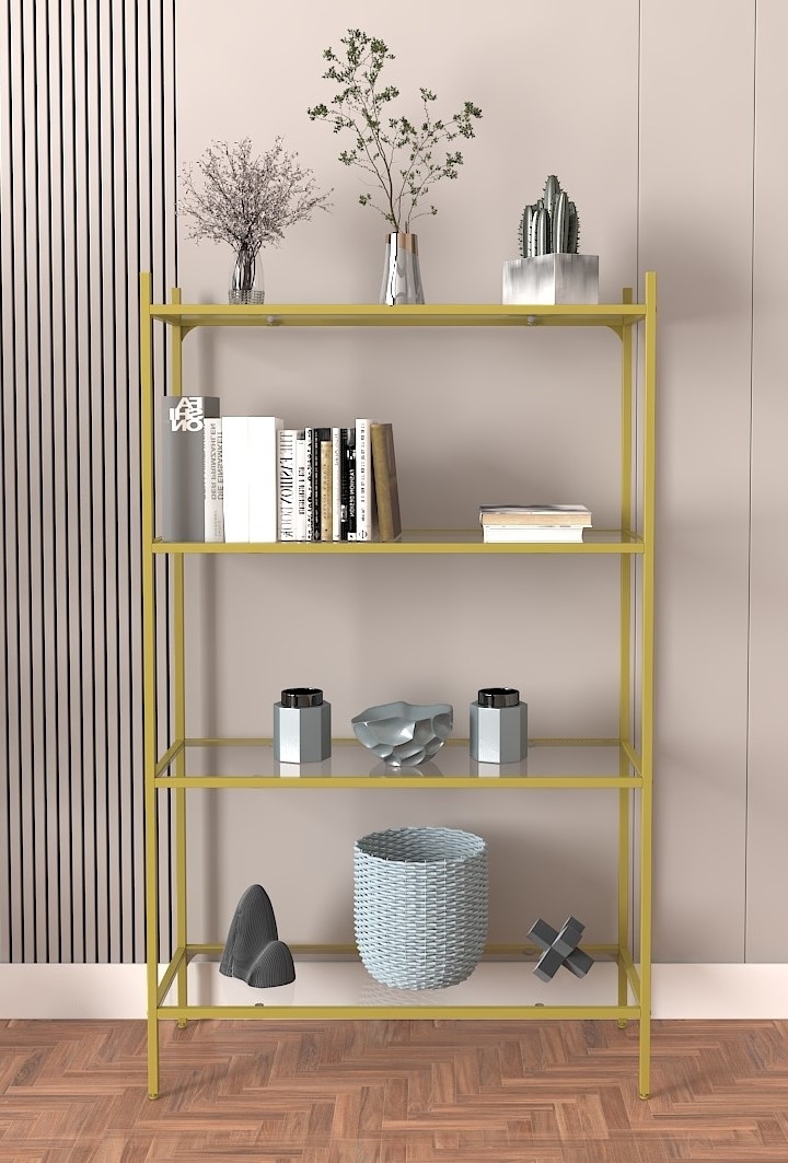 Marta boekenkast - Goud/glas