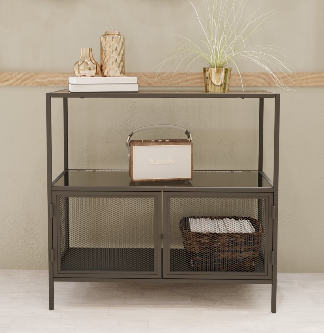 Tatu reli�ftafel 80 x 30 cm - Zwart/rookglas