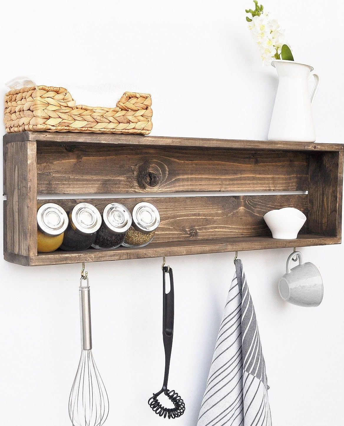 Abstracte wandplank 72 - Walnoot