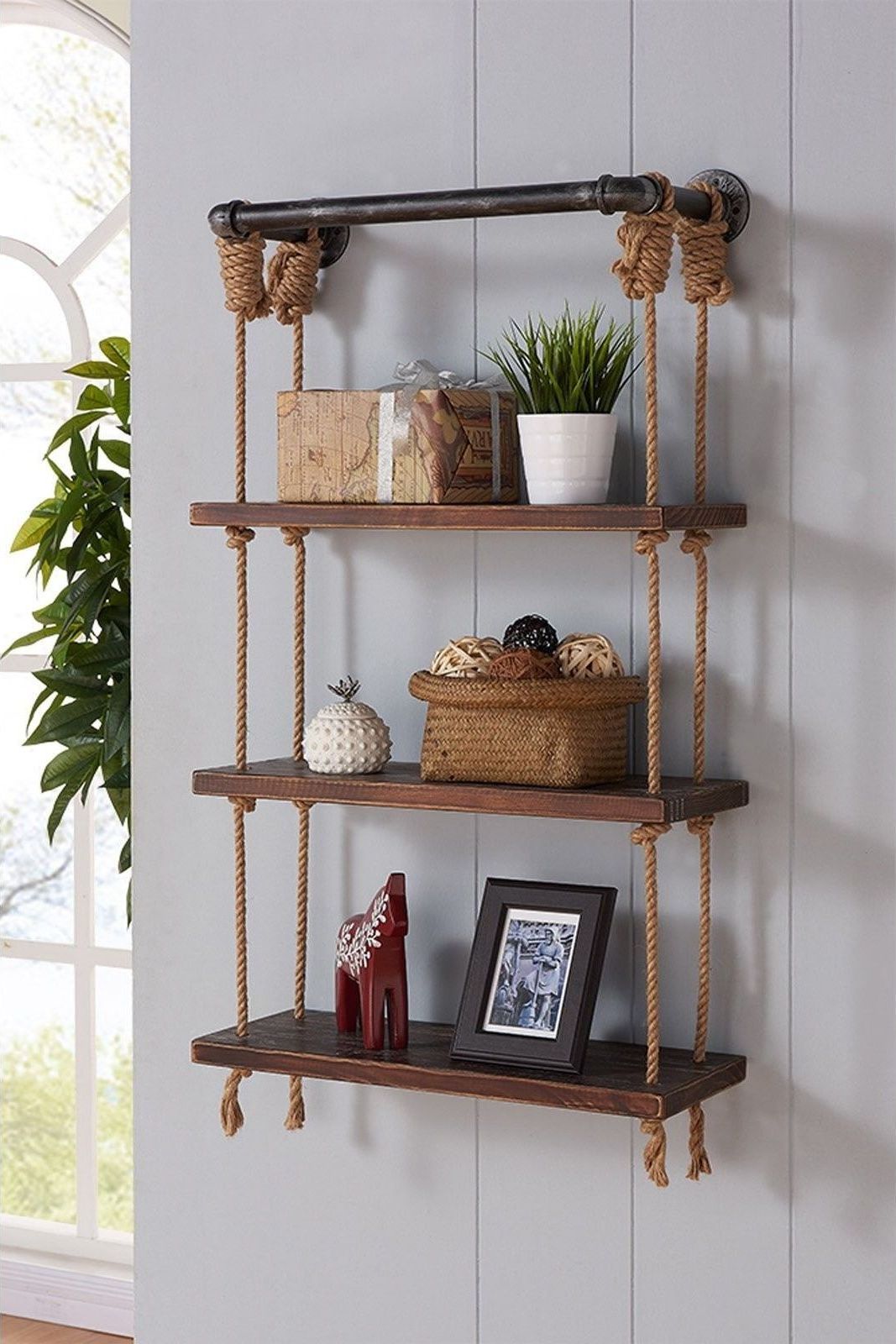 Gartano wandplank - Walnoot/zwart