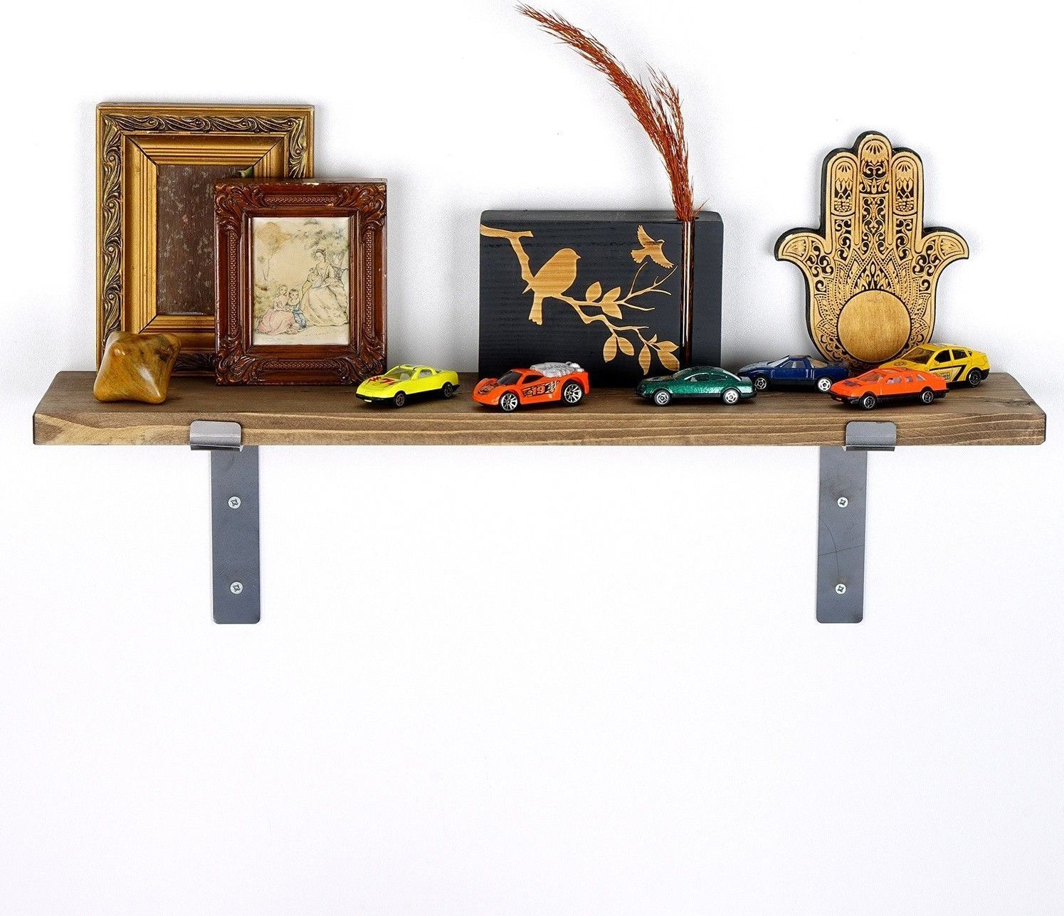 Lamba wandplank 2 - Zwart/walnoot