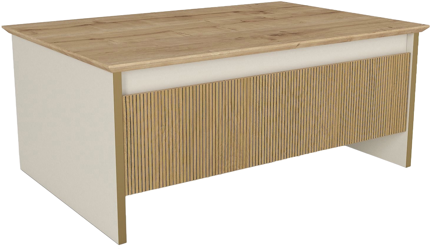 Sion salontafel 90 x 60 cm - Beige/goud/walnoot