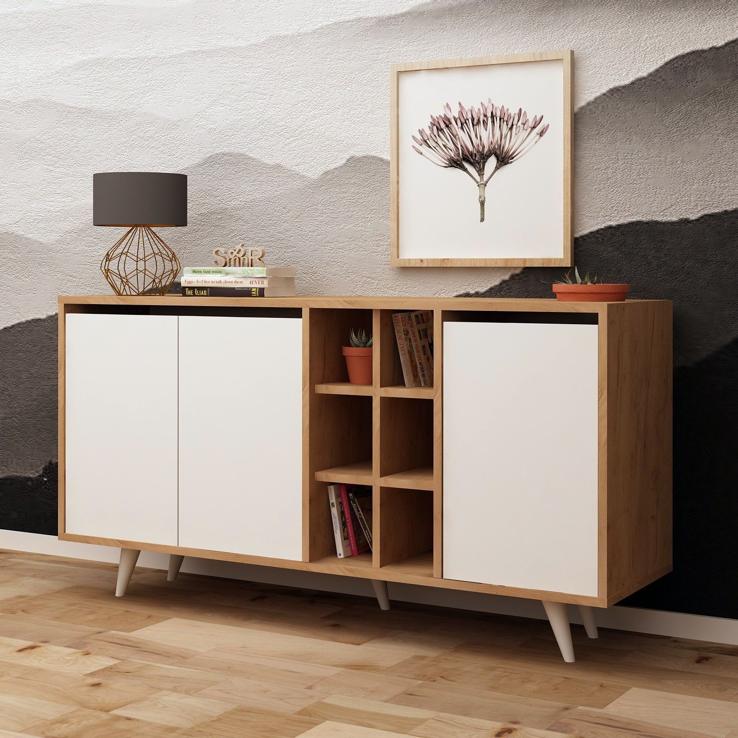 Seria dressoir - Eiken/wit