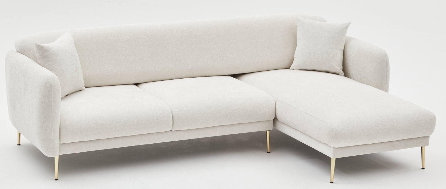 Simena divansoffa h�ger - Gr�ddvit/guld