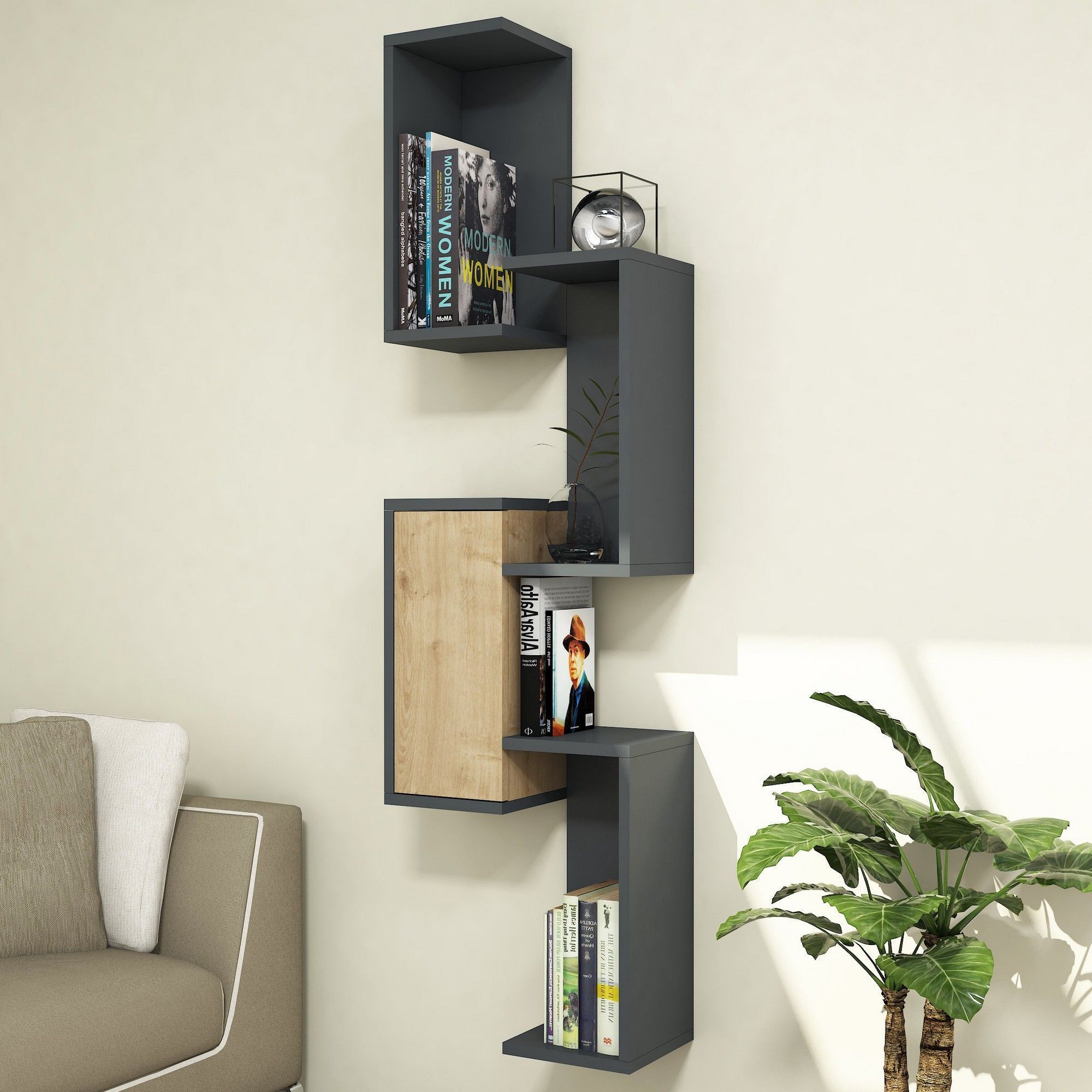 Esta wandplank - Antraciet/saffier Esta wandplank - Antraciet/saffier