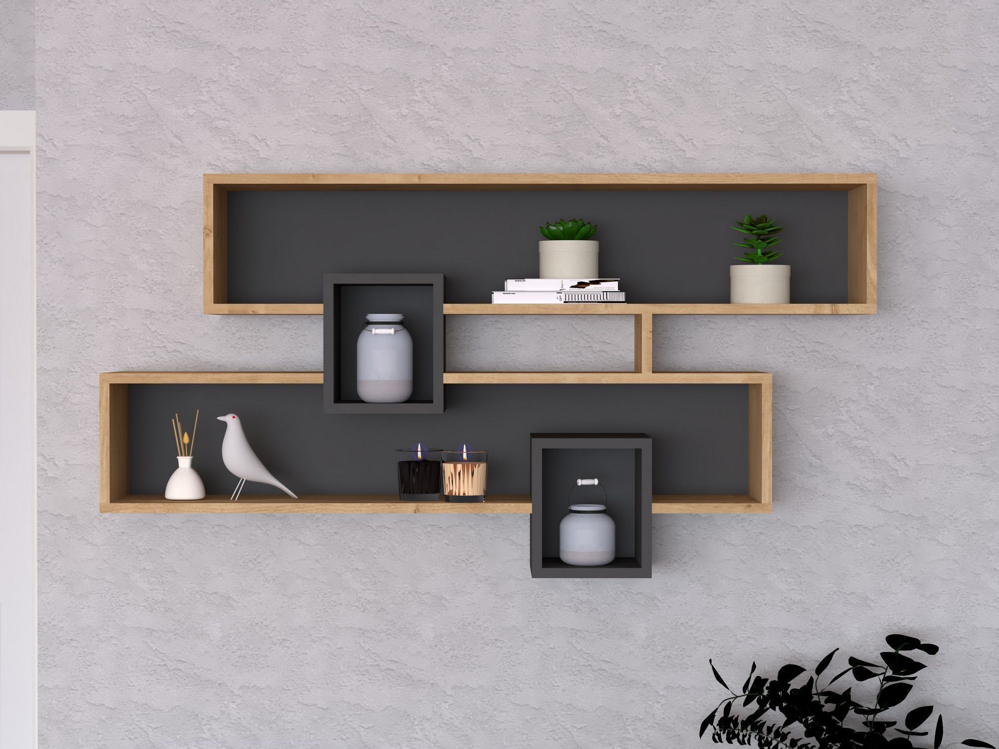 Karen wandplank - Saffier/antraciet