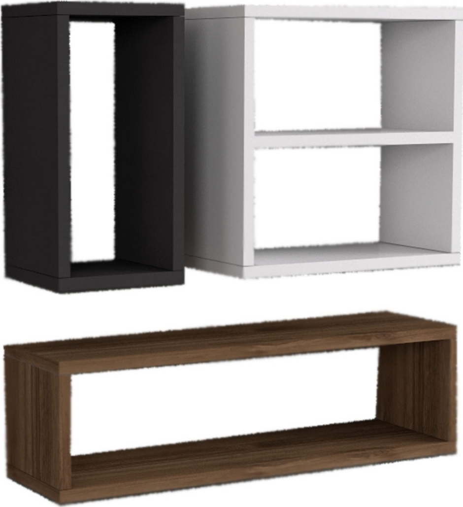 Echelon wandplank - Wit/antraciet/walnoot Echelon wandplank - Wit/antraciet/walnoot