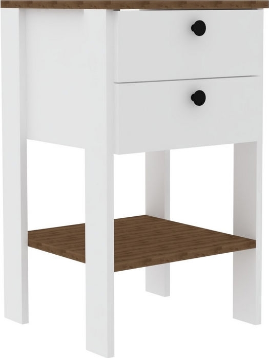 Runa nachtkastje - Wit/walnoot Runa nachtkastje - Wit/walnoot
