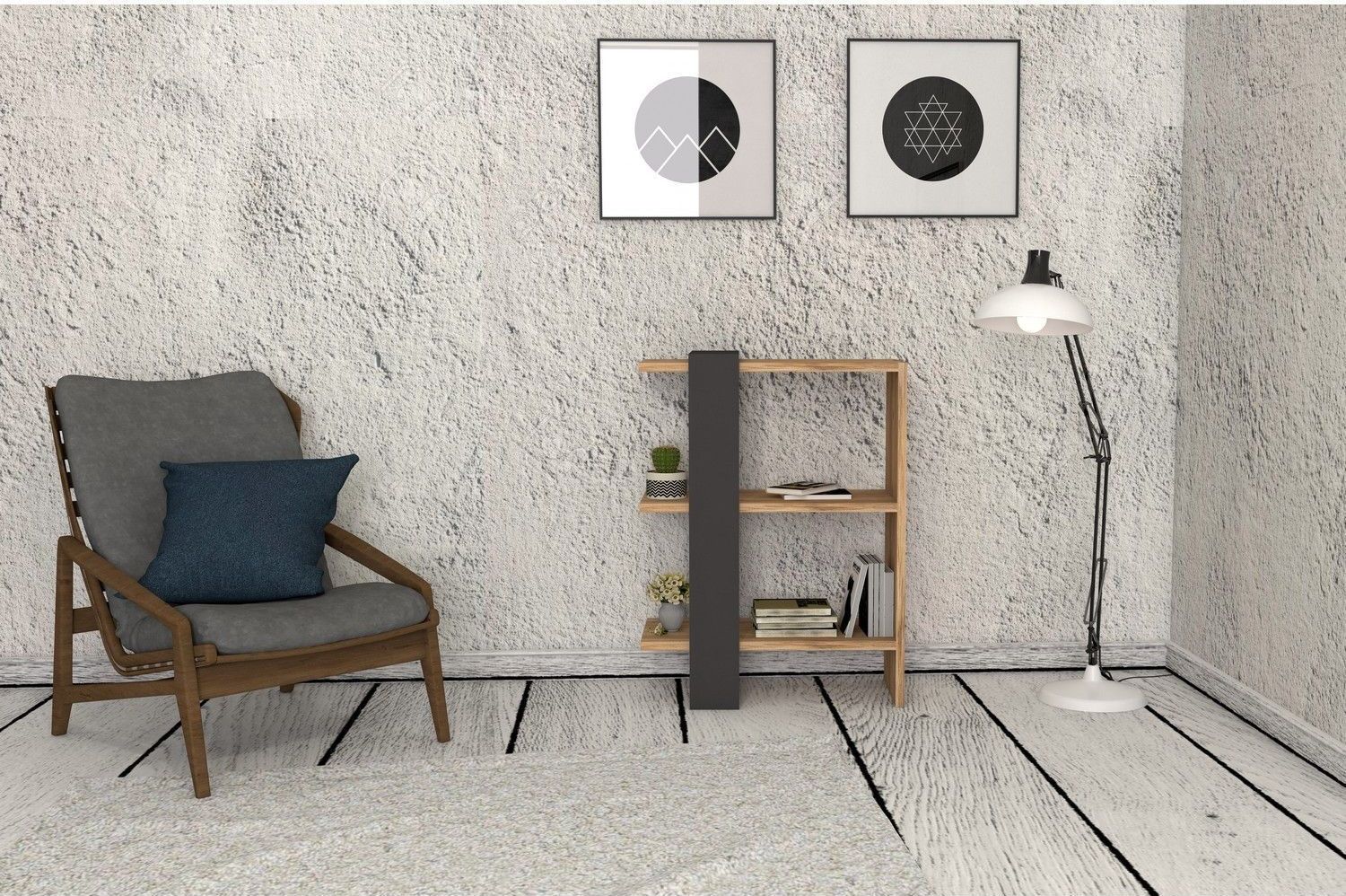 Ova bokhylla - Antracit/furu Ova bokhylla - Antracit/furu