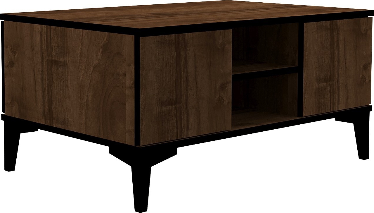 Gediz salontafel 90 x 90 cm - Walnoot/zwart