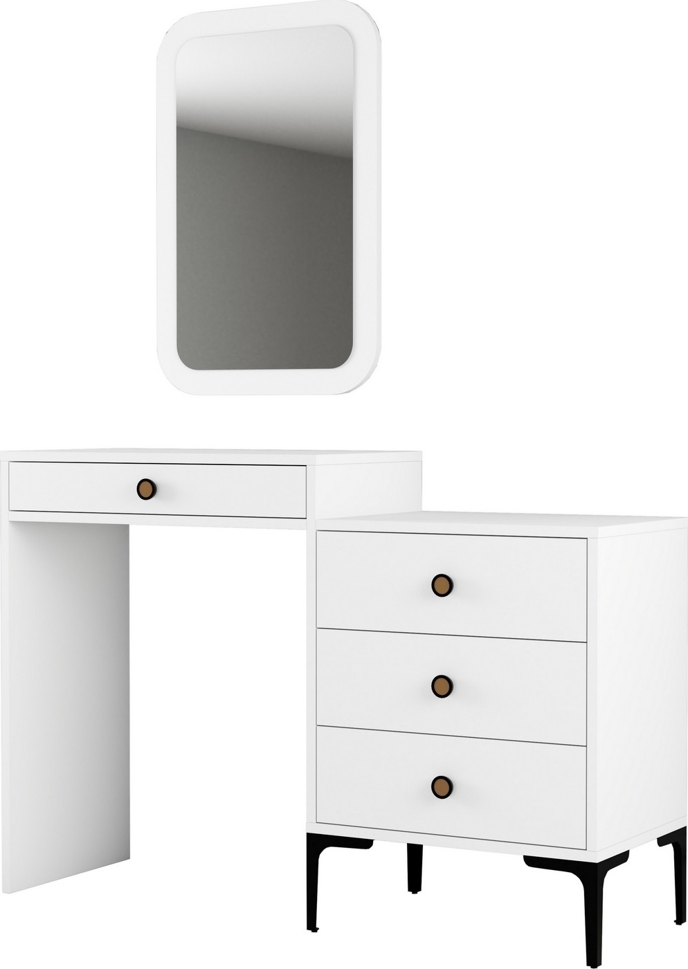 Lizbon kaptafel met spiegel 124 x 40 cm - Wit Lizbon kaptafel met spiegel 124 x 40 cm - Wit