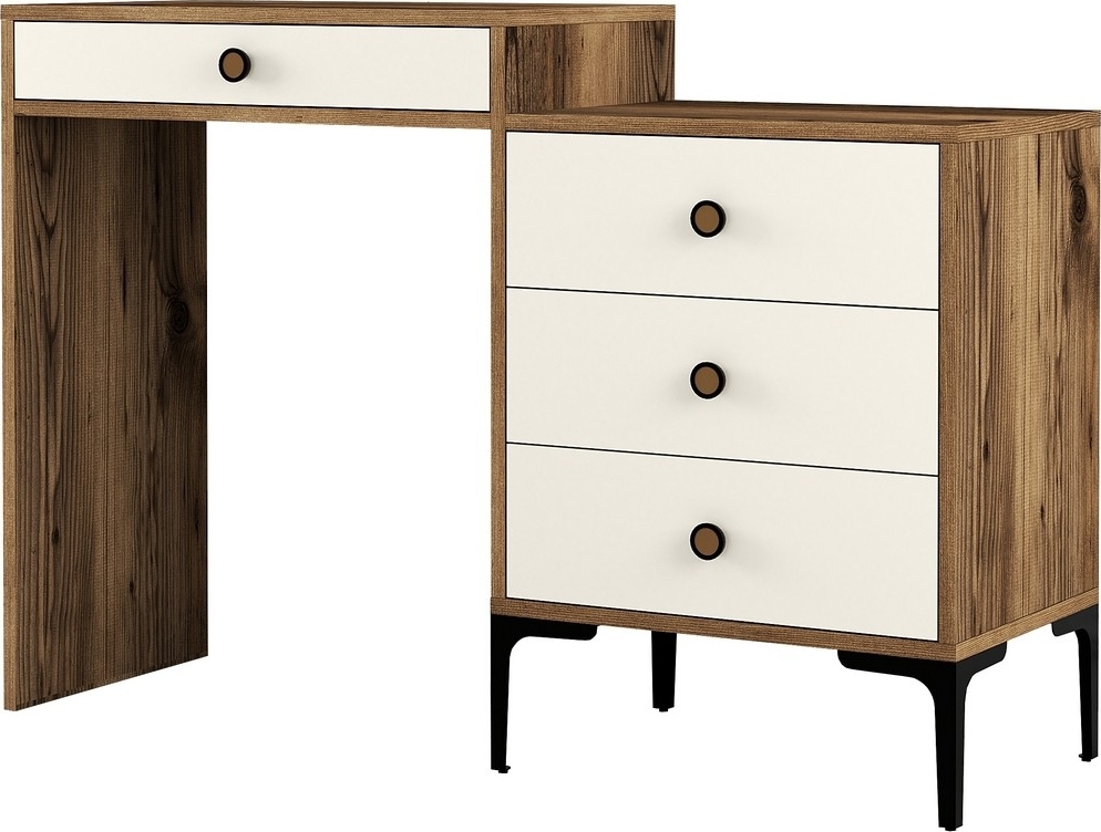 Lizbon kaptafel 124 x 40 cm - Walnoot/crème wit Lizbon kaptafel 124 x 40 cm - Walnoot/crème wit