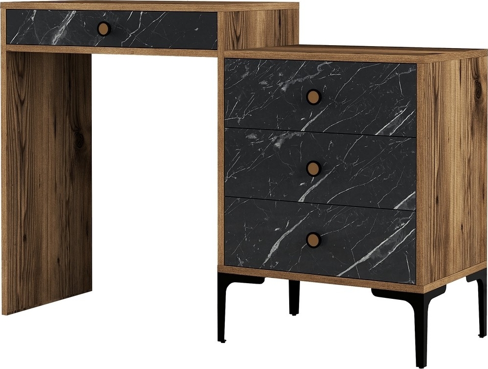 Lizbon kaptafel 124 x 40 cm - Walnoot/zwart