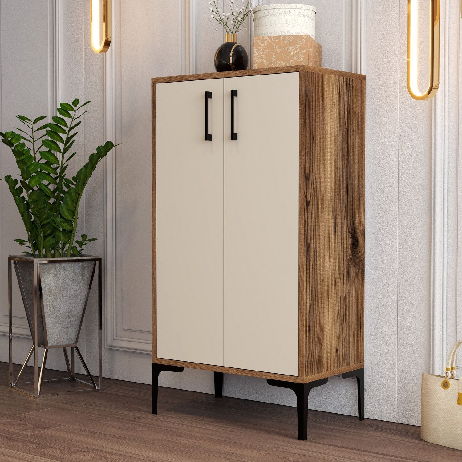 Prag skosk�p - Valn�t/cream