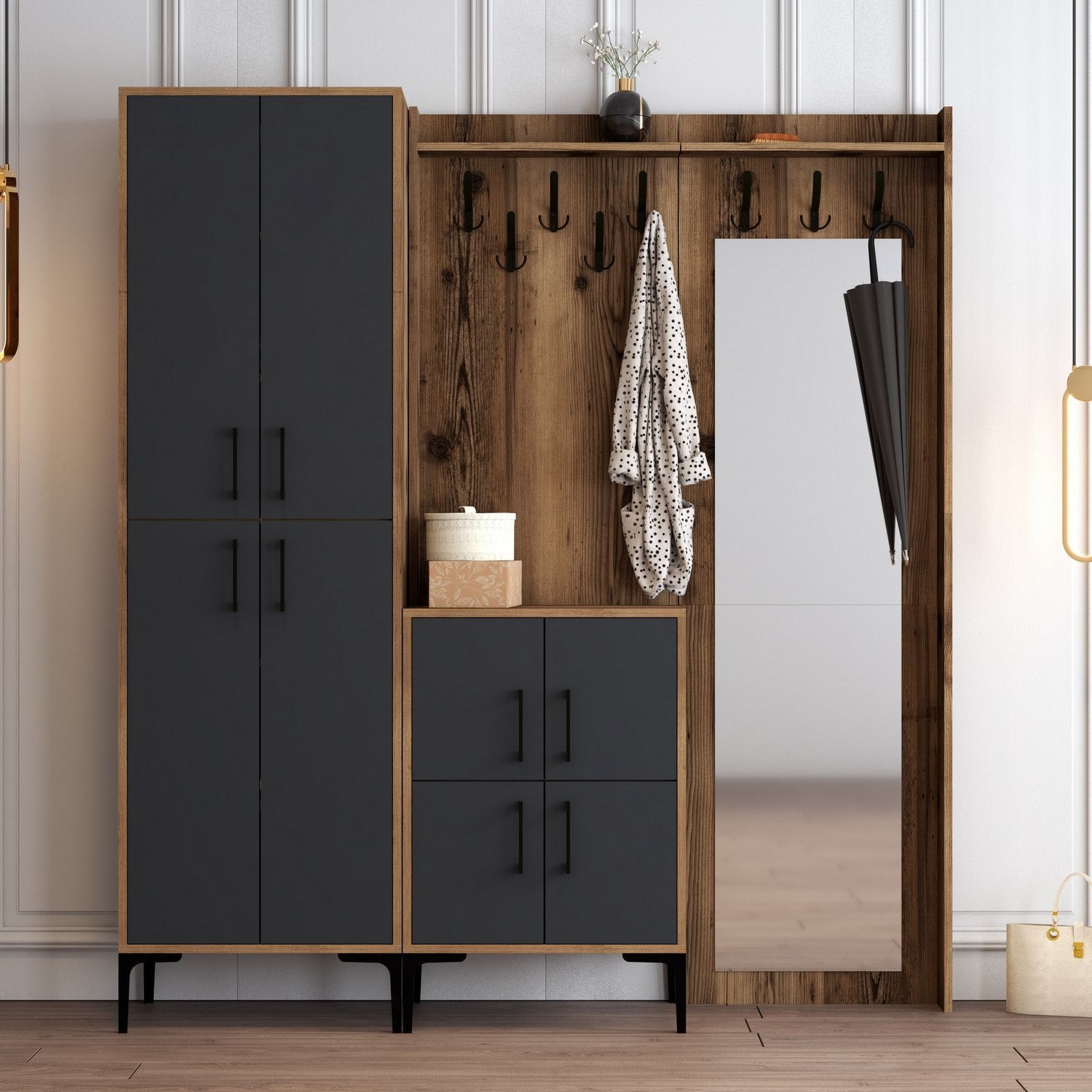 Berlijns halmeubel abc - Walnoot/antraciet