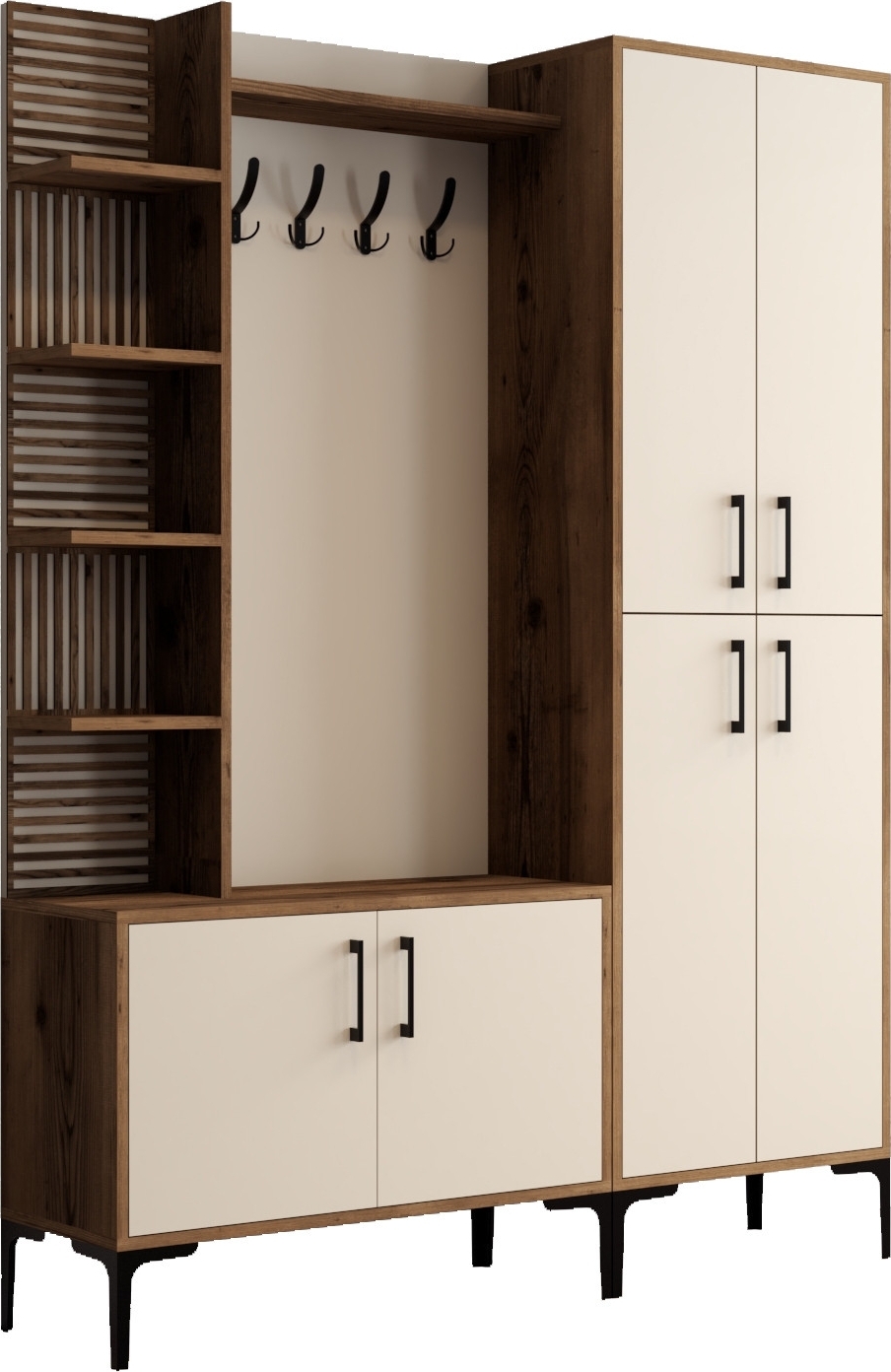 Viyana hallmöbel 150 cm - Valnöt/gräddvit Viyana hallmöbel 150 cm - Valnöt/gräddvit