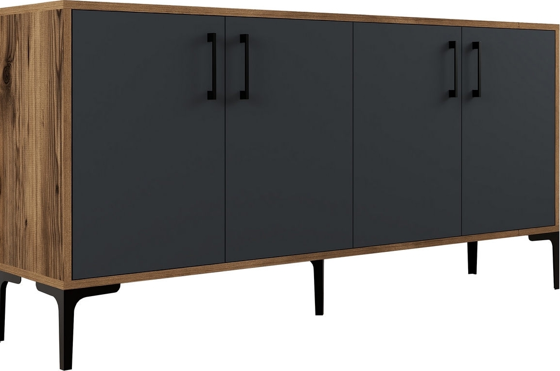 Kiev dressoir 160 cm - Walnoot/antraciet