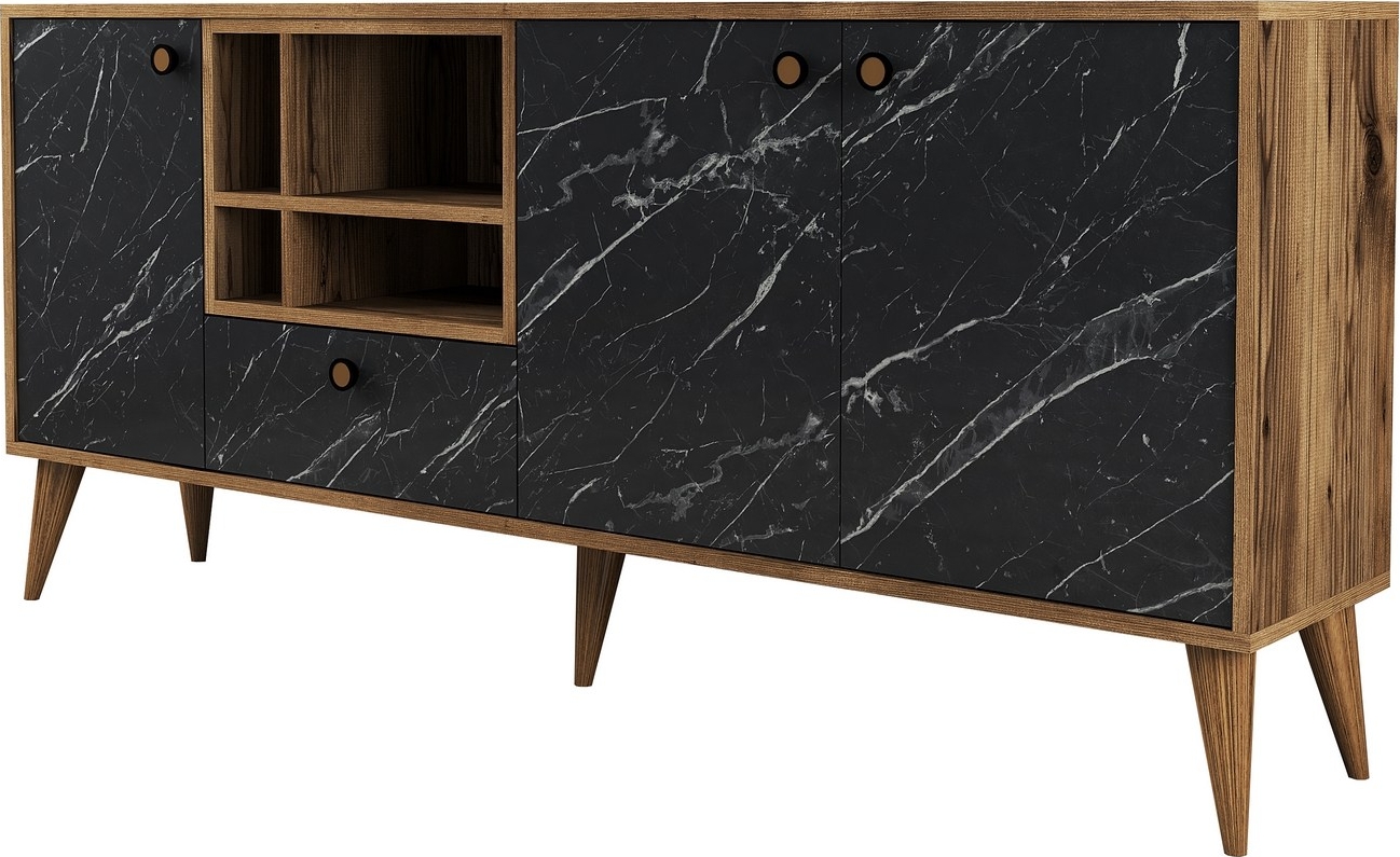 Nappa dressoir - Zwart/walnoot Nappa dressoir - Zwart/walnoot