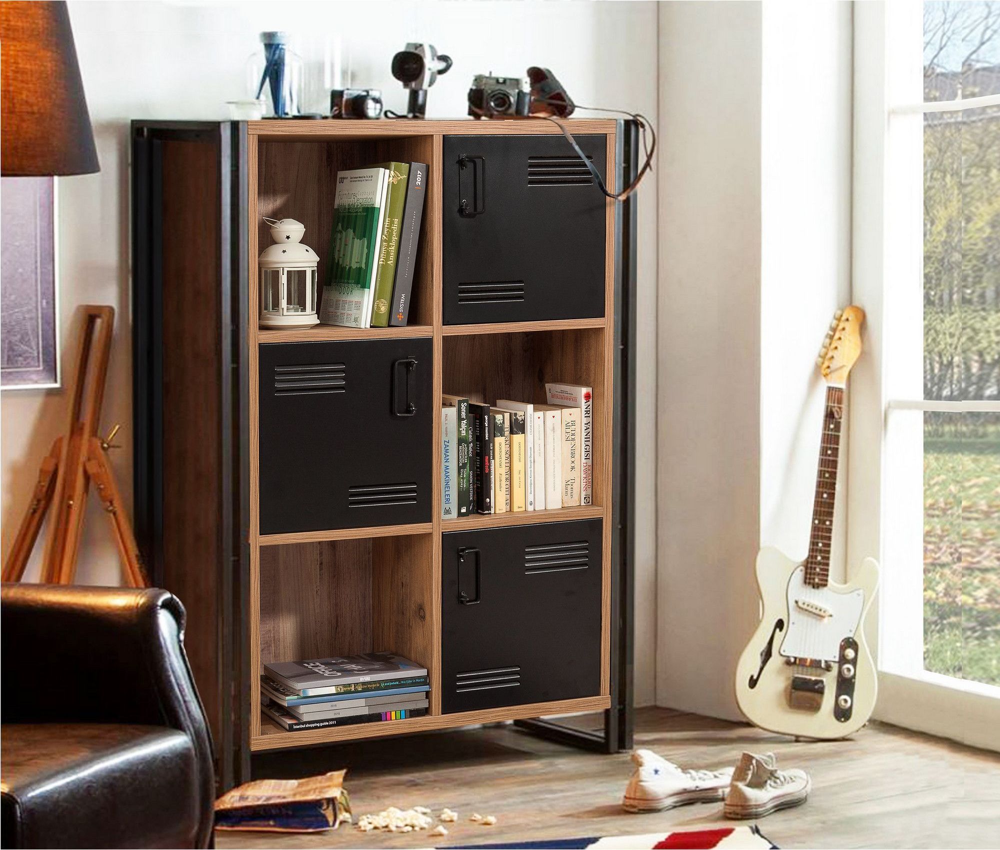 Cosmo Neva boekenkast - Grenen/zwart Cosmo Neva boekenkast - Grenen/zwart