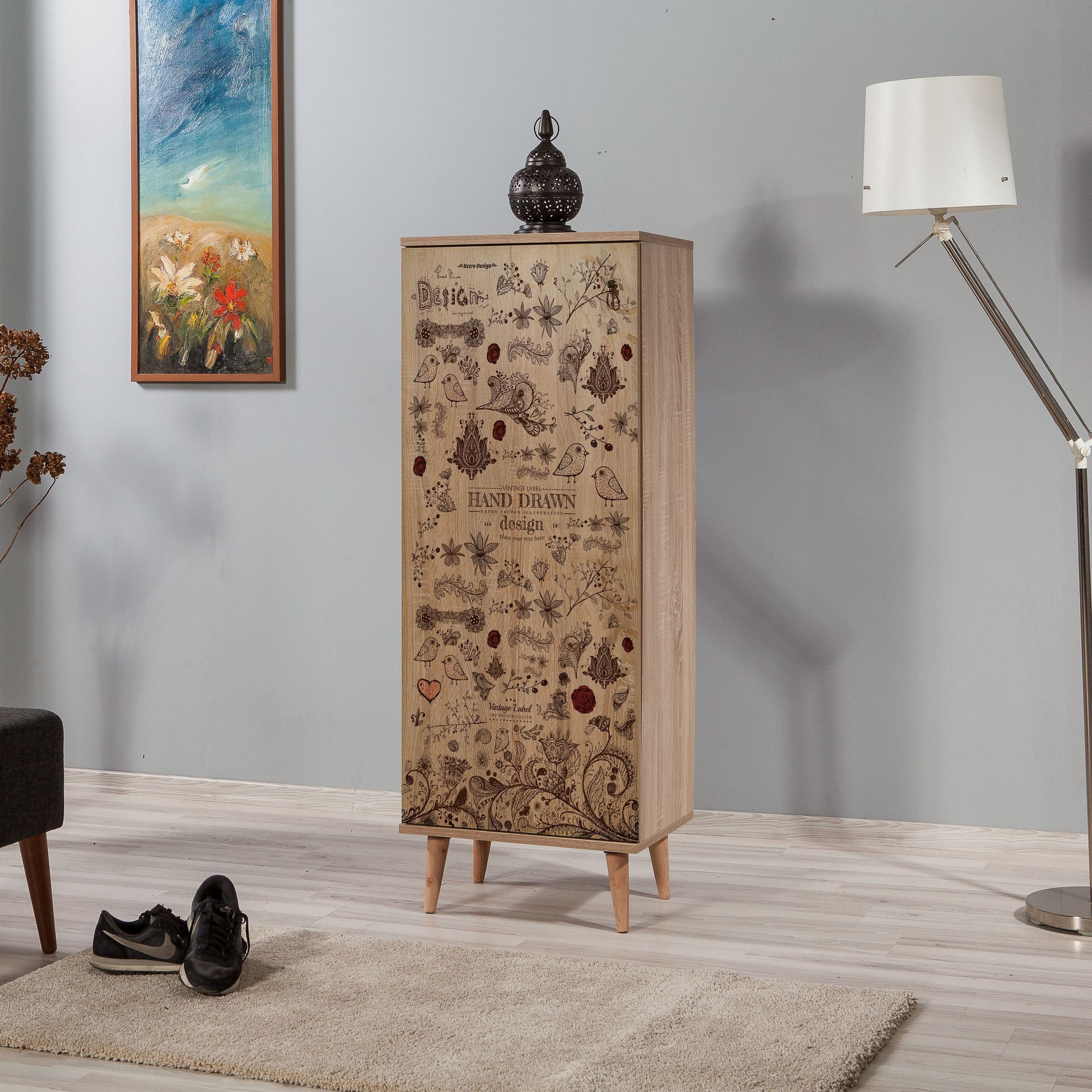 Filinta schoenenkast handgetekend - Sonoma eik