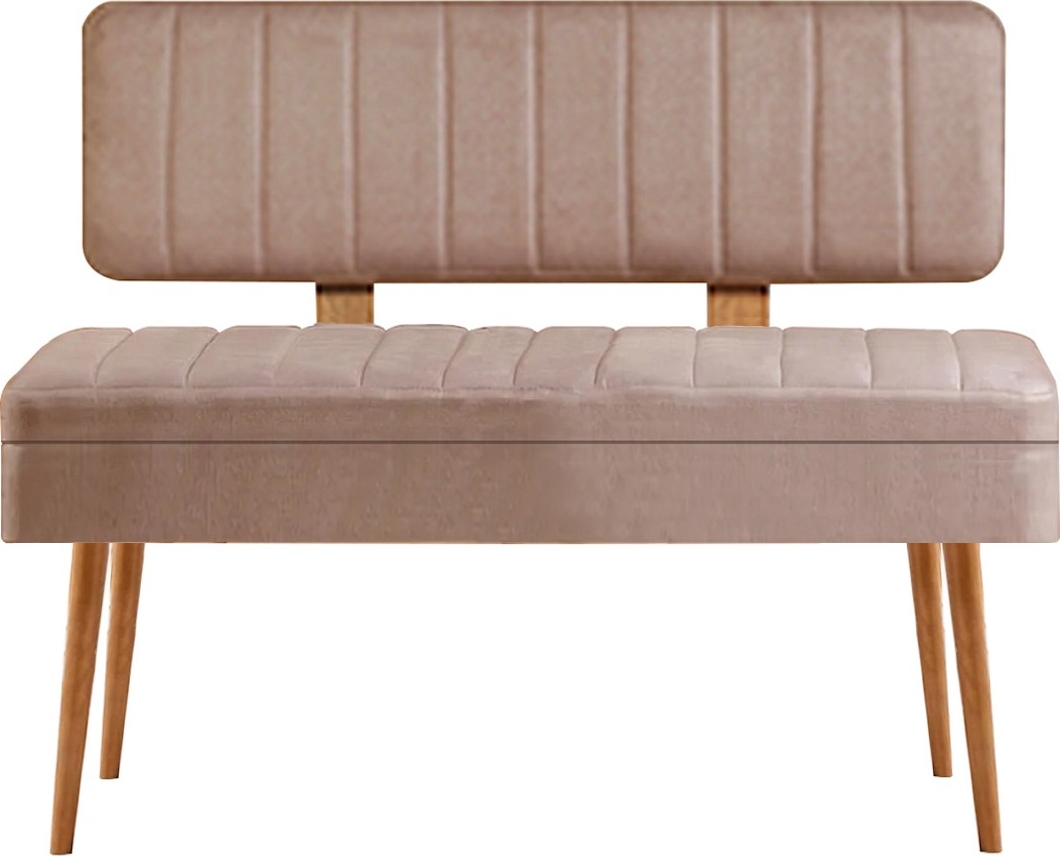 Vina bank met rugleuning - Grenen/steen