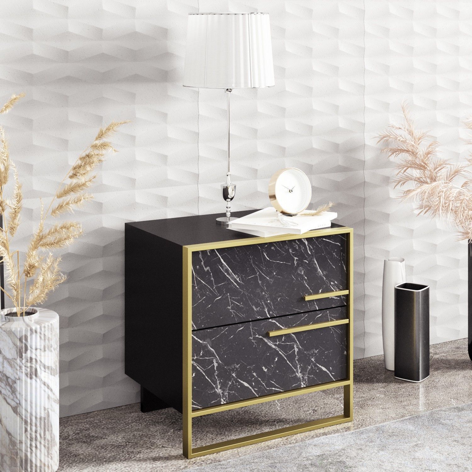 Polka nachtkastje - Goud/zwart