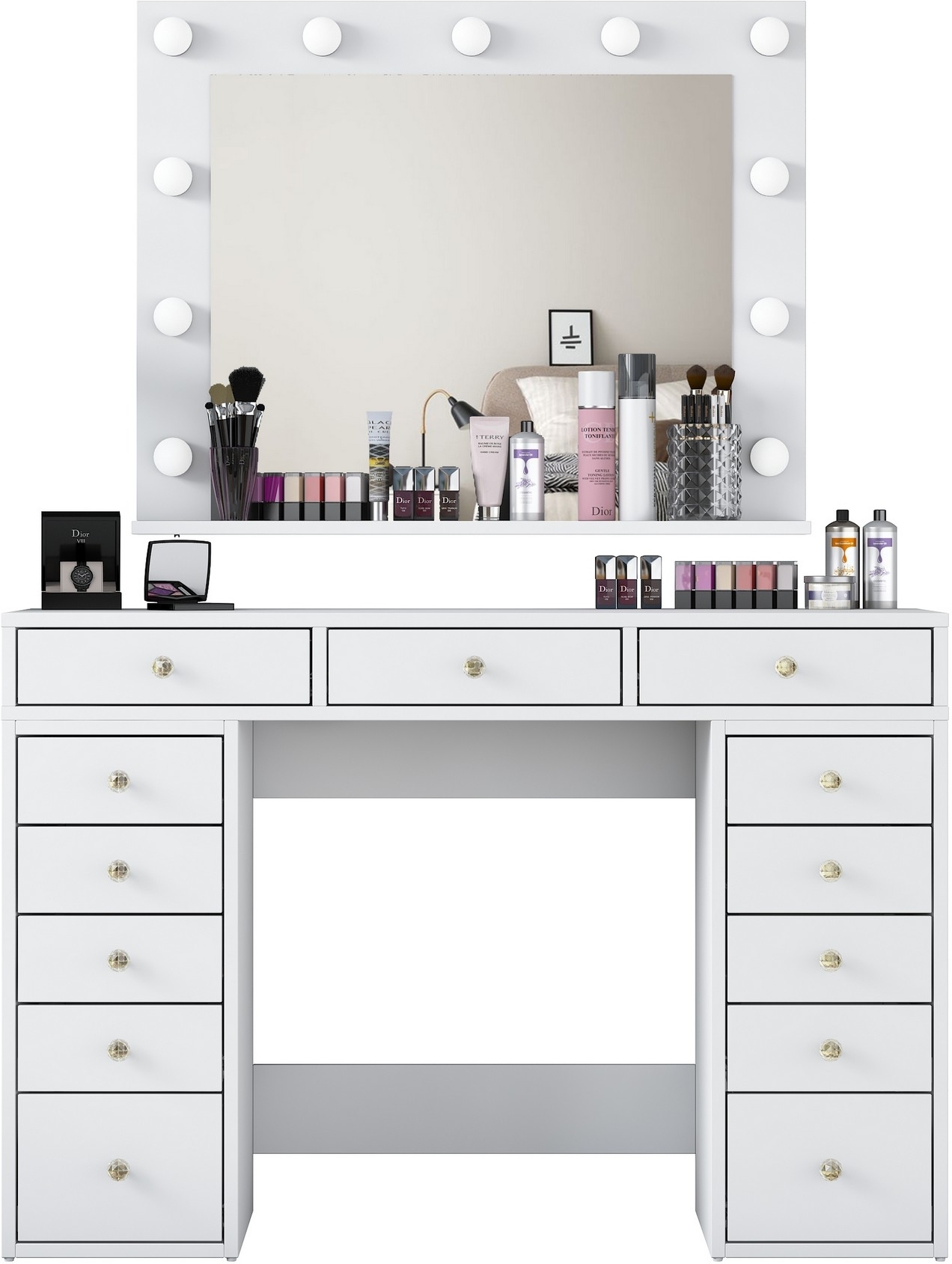 Bijou kaptafel met spiegel 19 - 120 x 44,5 cm - Wit Bijou kaptafel met spiegel 19 - 120 x 44,5 cm - Wit