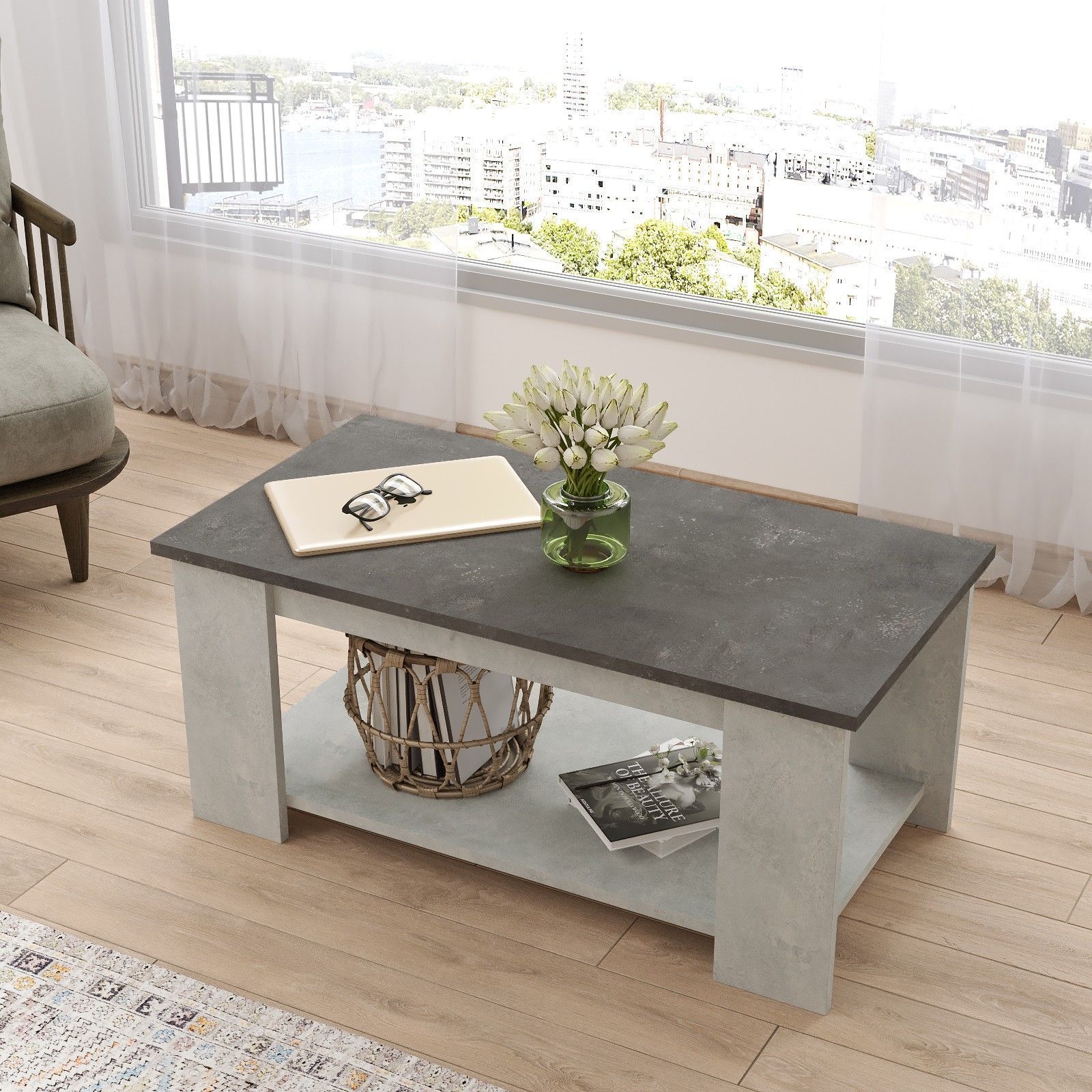 Luvio soffbord 15, 96x50 cm - Silver/antracit Luvio soffbord 15, 96x50 cm - Silver/antracit