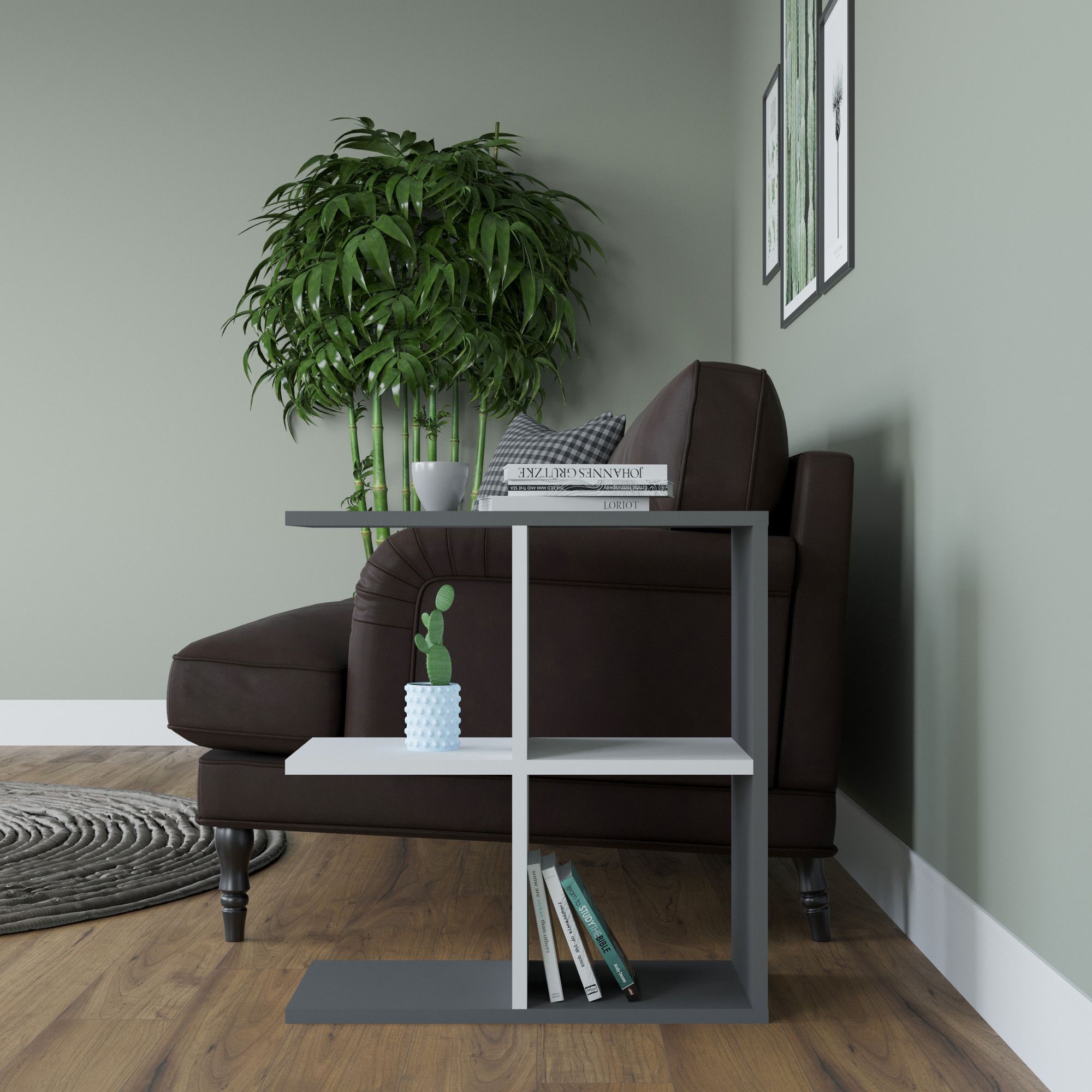 Hamlet bijzettafel 59,6 x 29,6 cm - Antraciet/wit