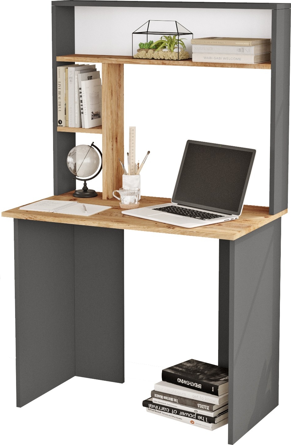 Skrivbord 90 cm brett - Furu/antracit