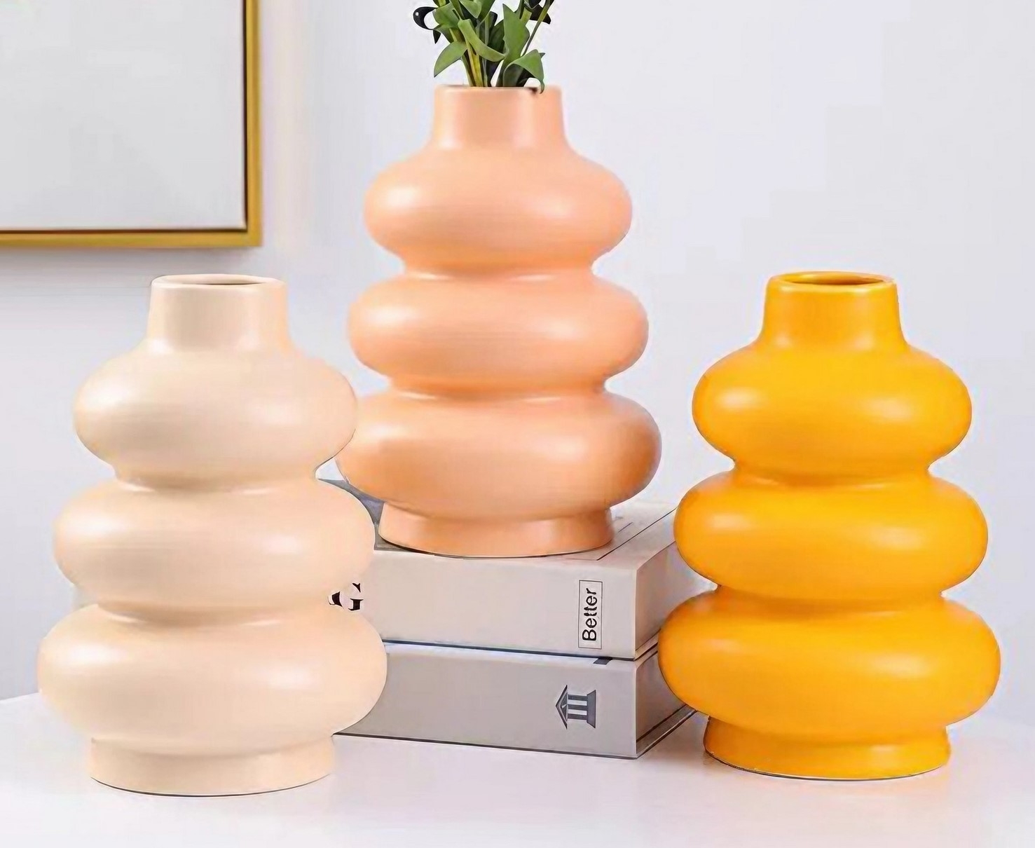 Striga vaas - Roze/oranje/cr�me