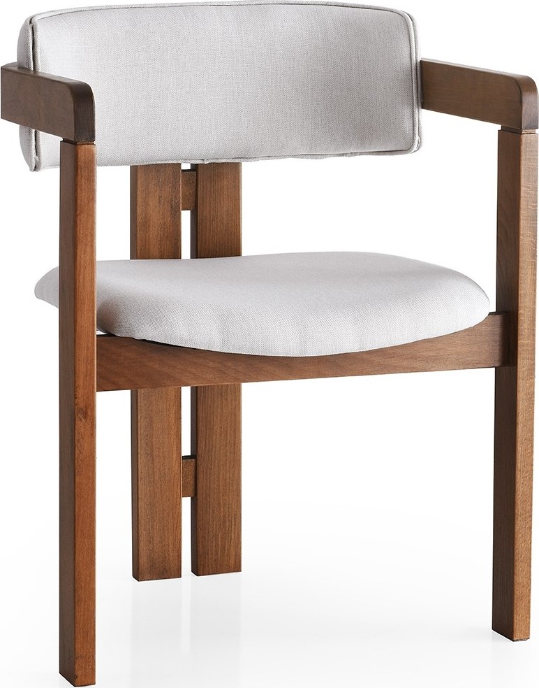 Conny eetkamerstoel - Creme/walnoot