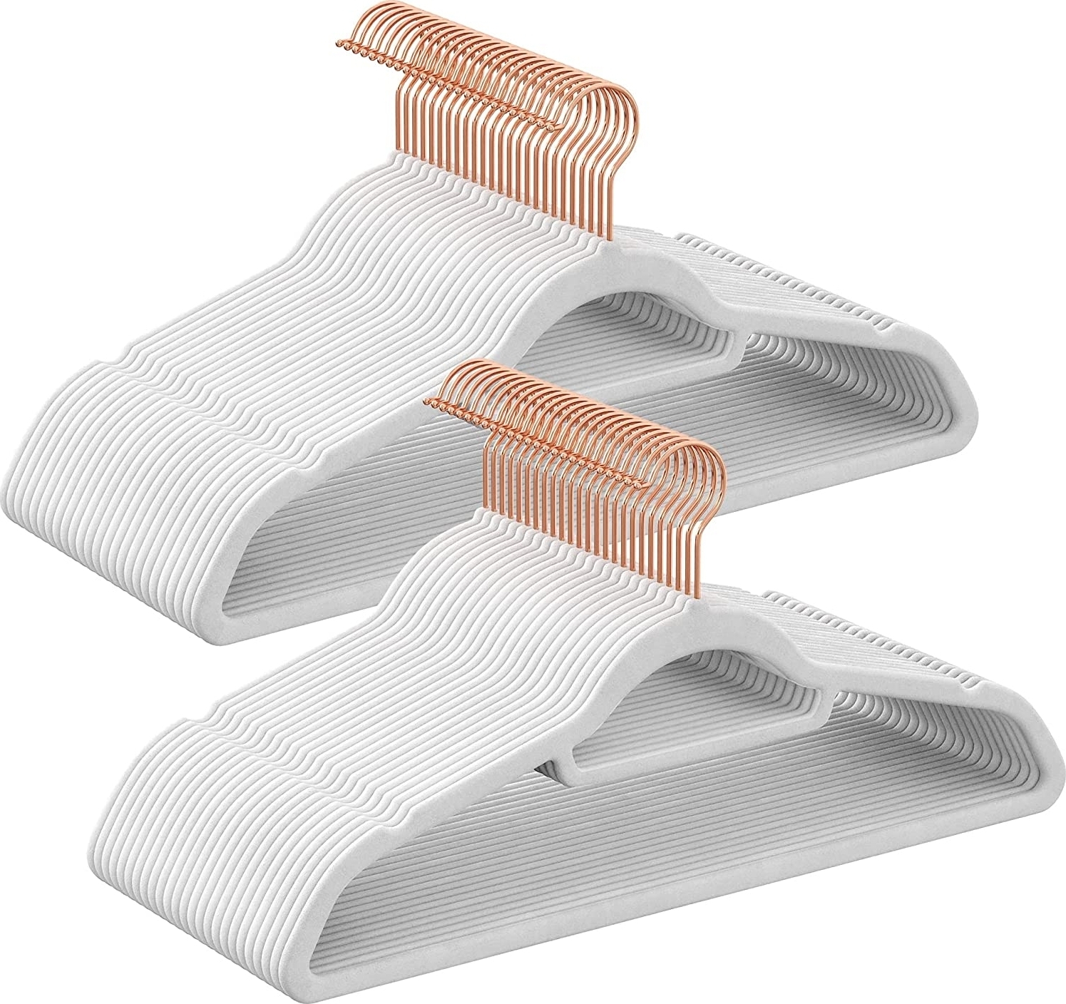 Kledinghanger, fluweel, 43,5 cm, 50 stuks - Wit/roze Kledinghanger, fluweel, 43,5 cm, 50 stuks - Wit/roze