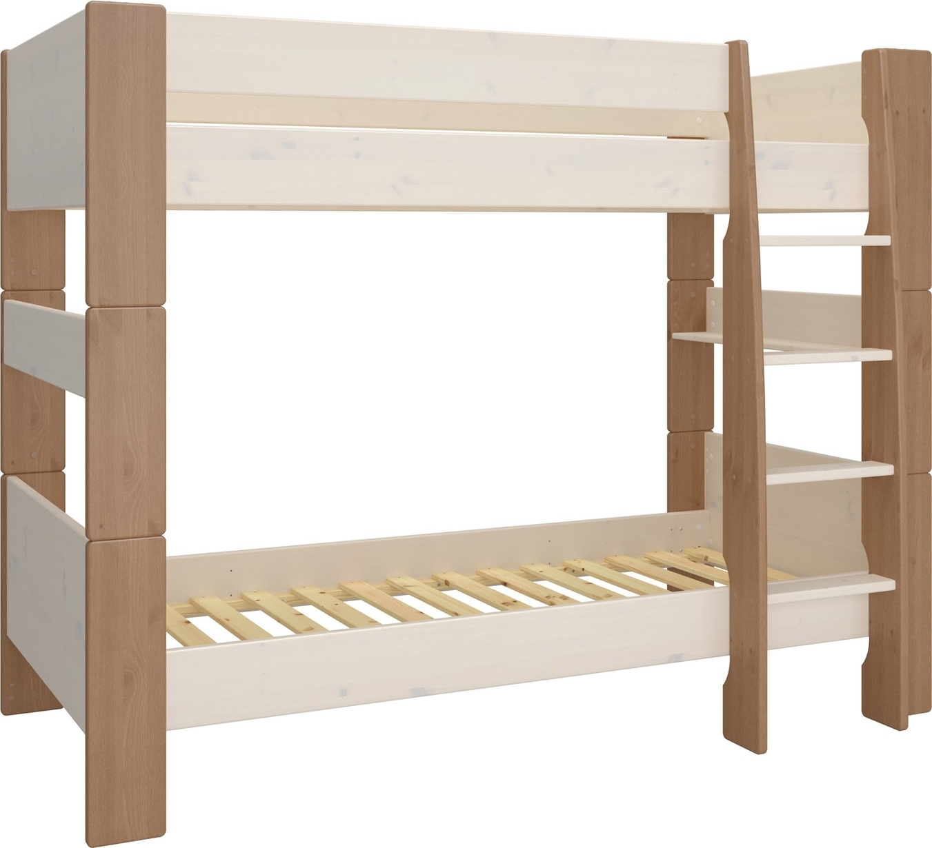 Voor kinderen stapelbed 90 x 200 cm - Whitewash/grijs/bruin