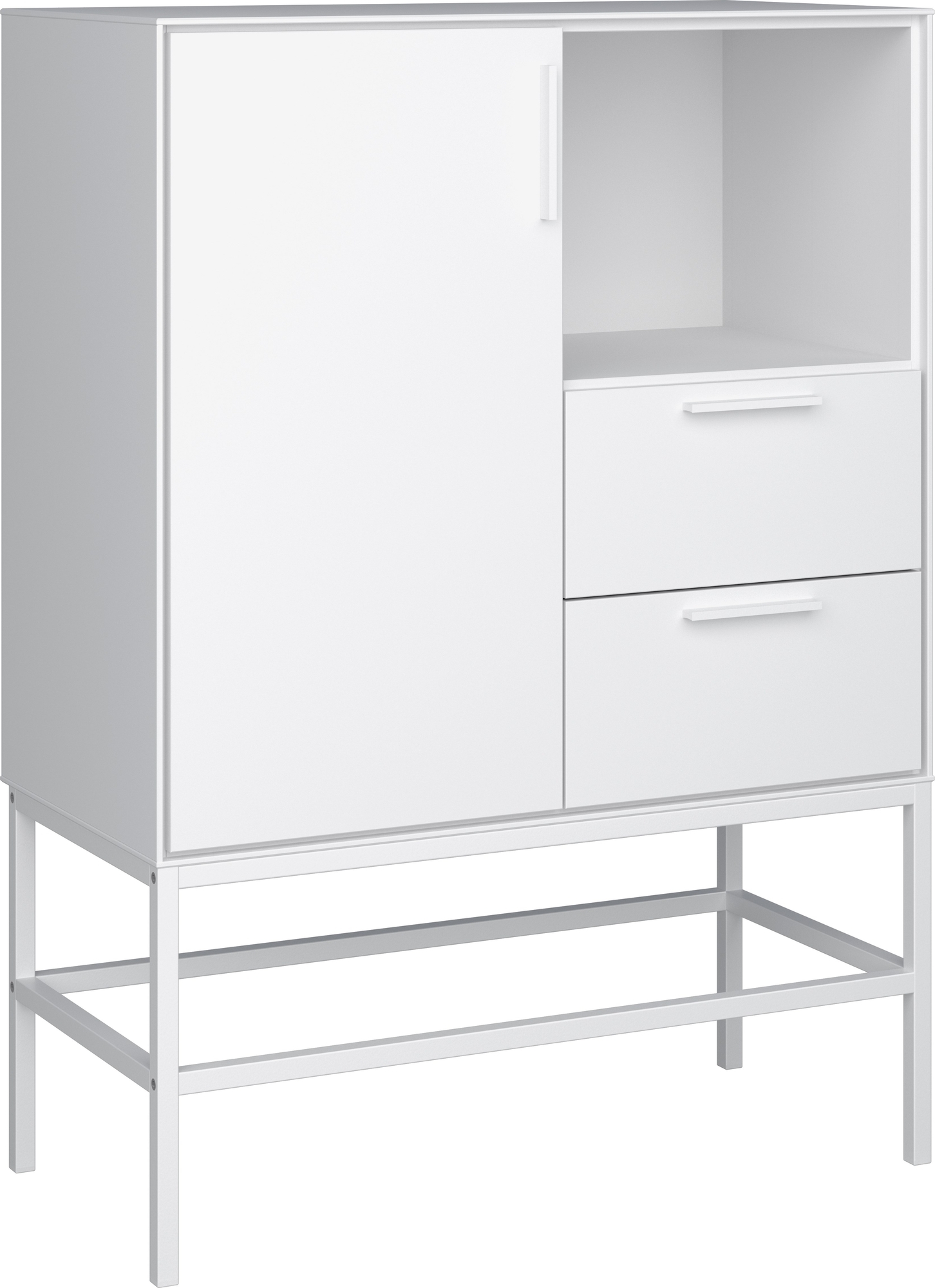 Slank opbergmeubel met 1 deur en 2 lades - Wit Slank opbergmeubel met 1 deur en 2 lades - Wit