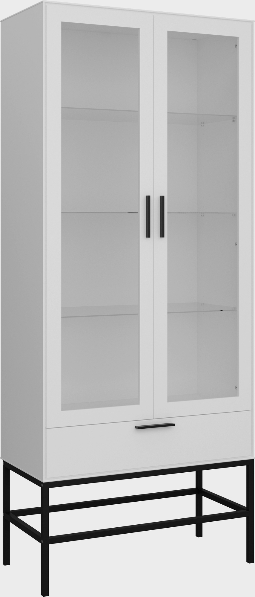 Slimline vitrinekast - Wit/zwart