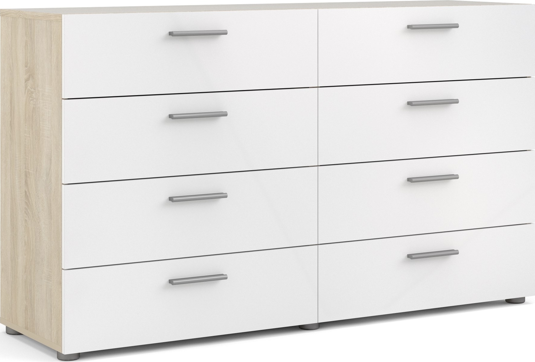 Pepe ladekast met 8 lades - Eiken/wit