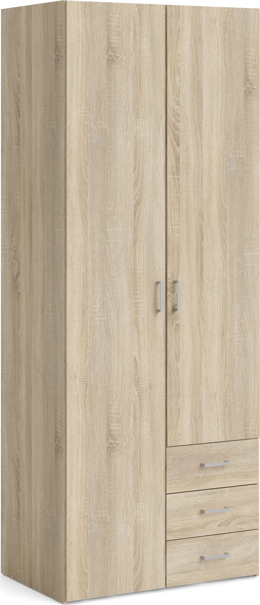 Space garderob med 2 dörrar och 3 lådor - Ek Space garderob med 2 dörrar och 3 lådor - Ek