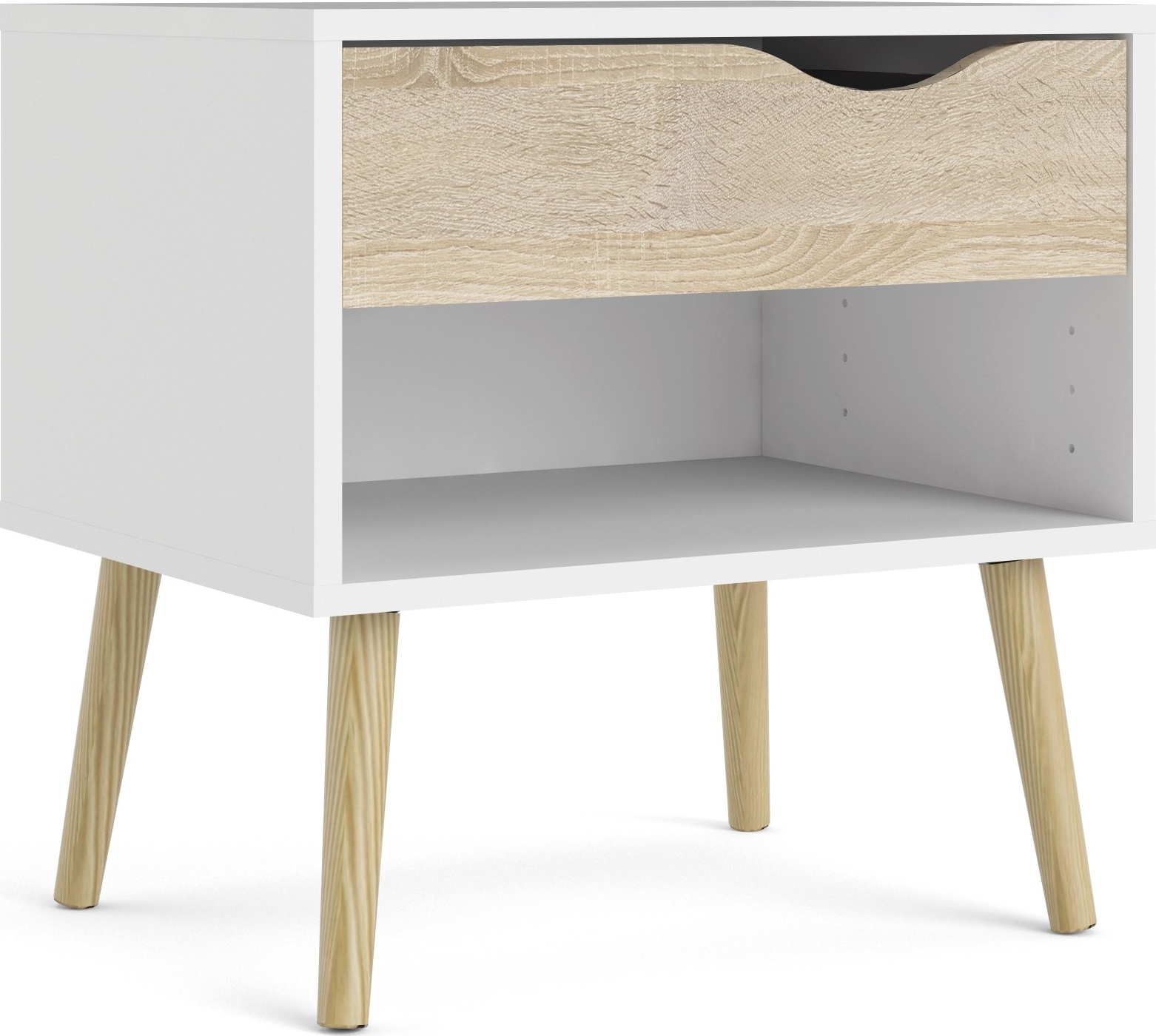 Oslo nachtkastje - Wit/eiken Oslo nachtkastje - Wit/eiken
