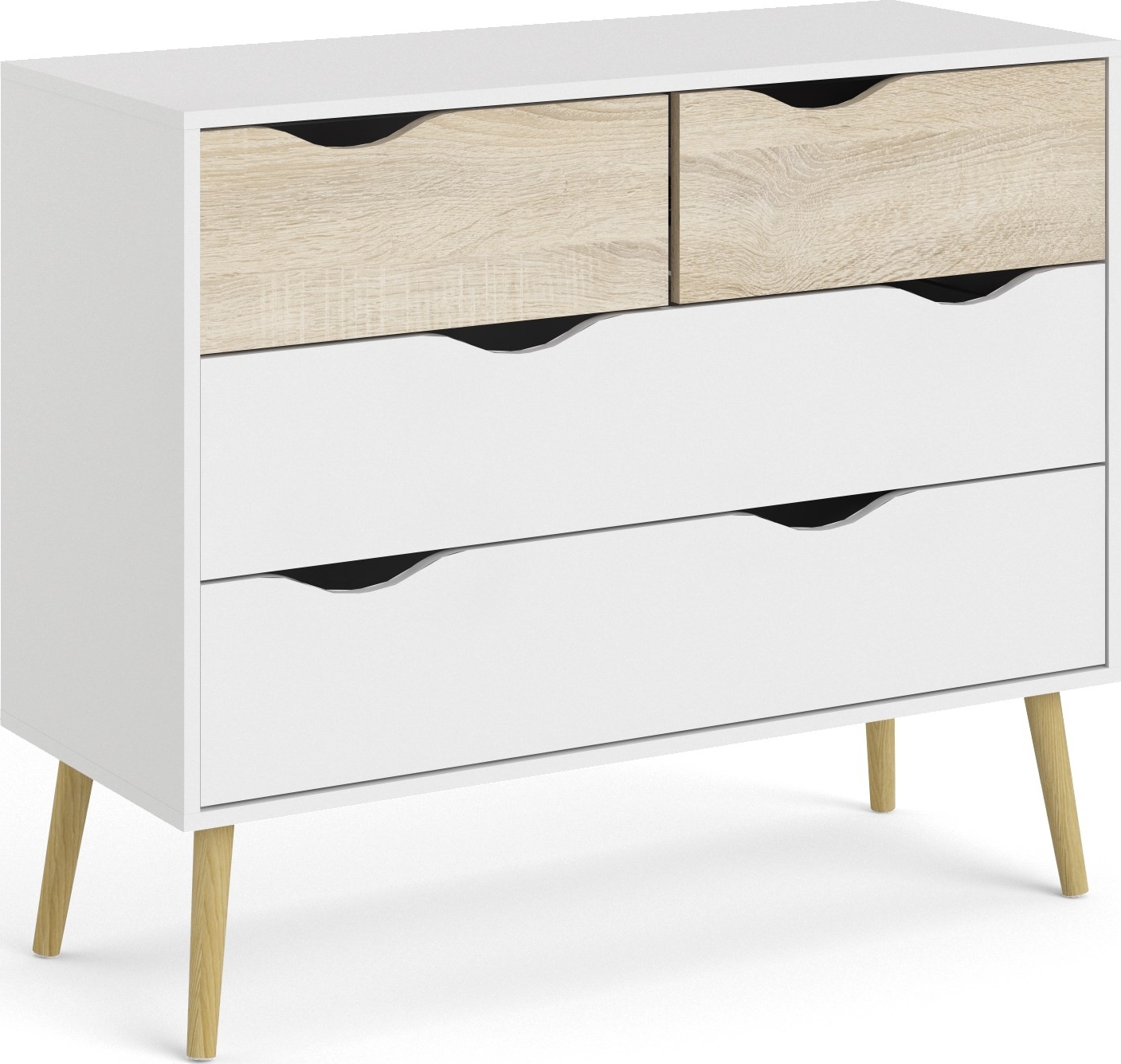 Oslo ladekast met 4 lades - Wit/eiken