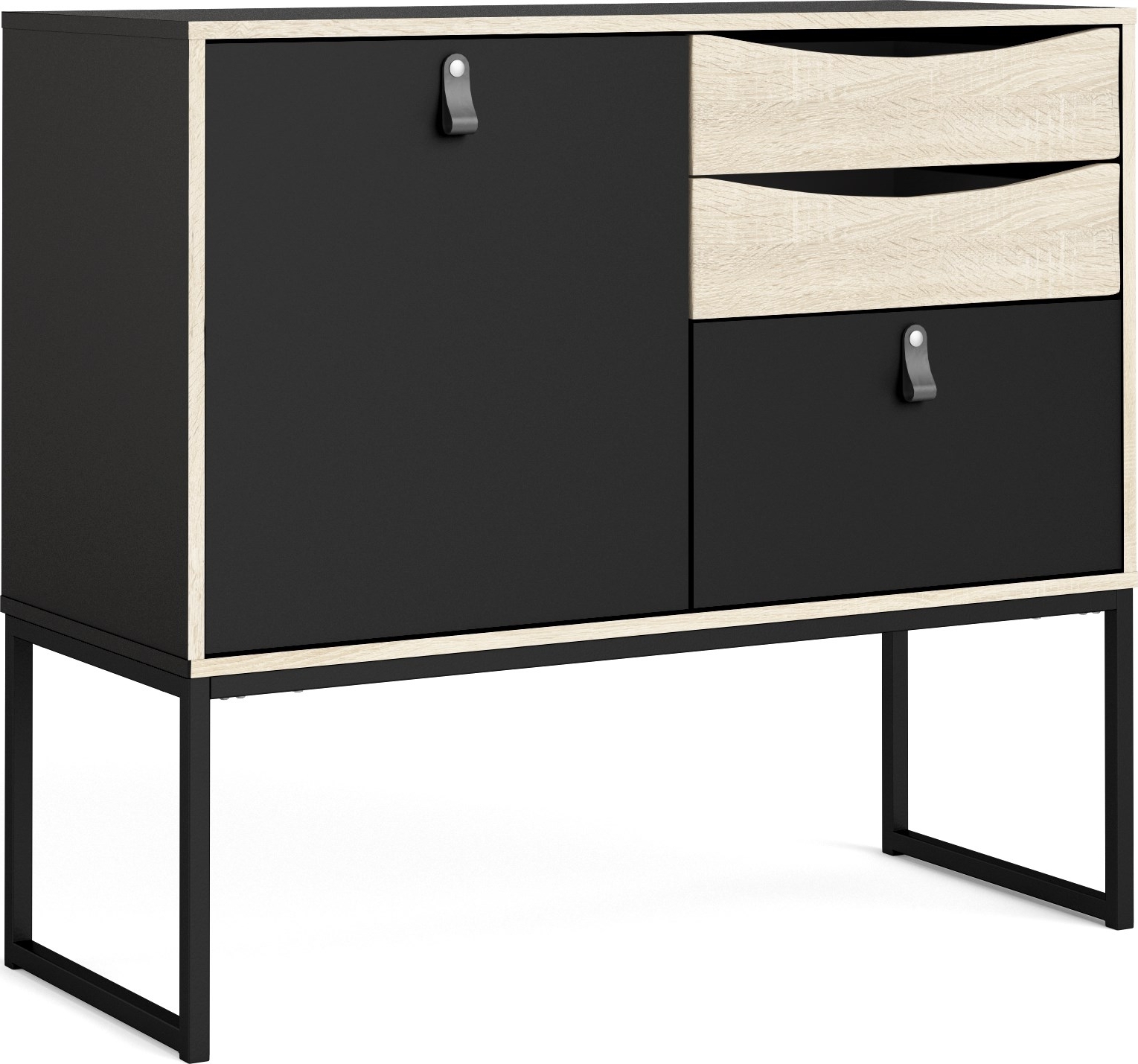 Stumbe dressoir met 1 deur en 3 lades - Zwart/eiken Stumbe dressoir met 1 deur en 3 lades - Zwart/eiken
