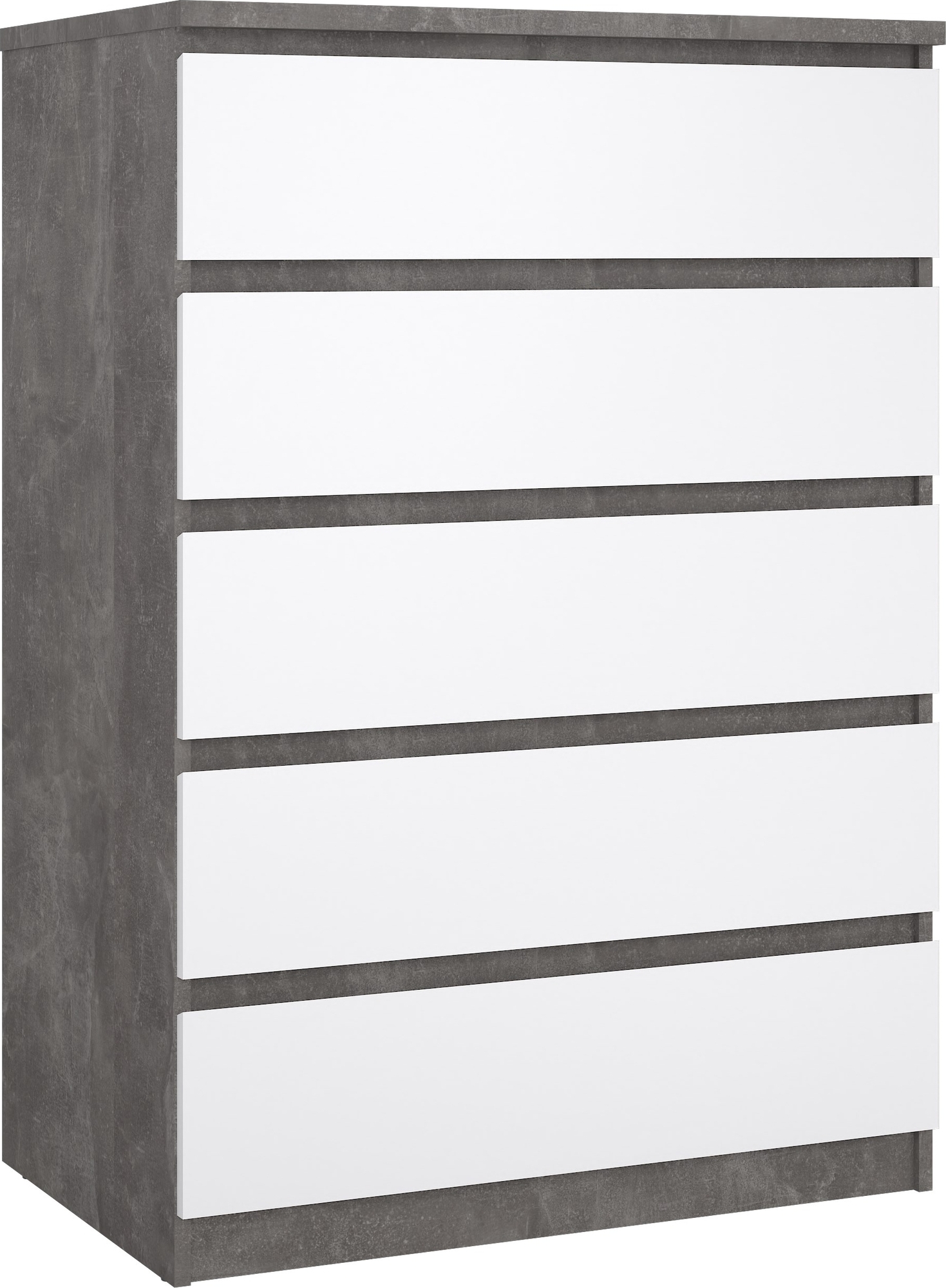 Naia ladekast met 5 lades - Beton/wit