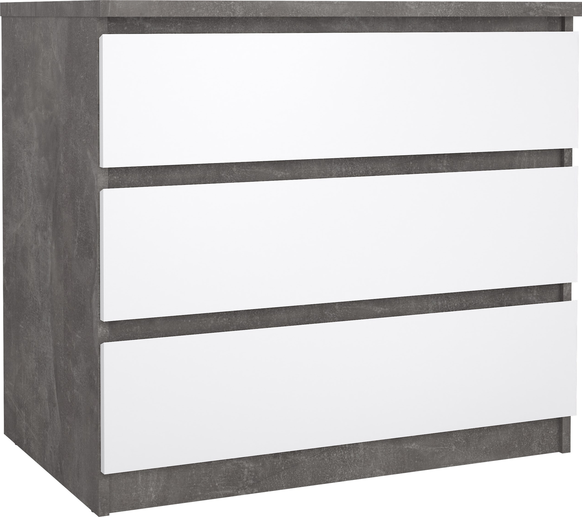 Naia ladekast met 3 lades - Beton/wit