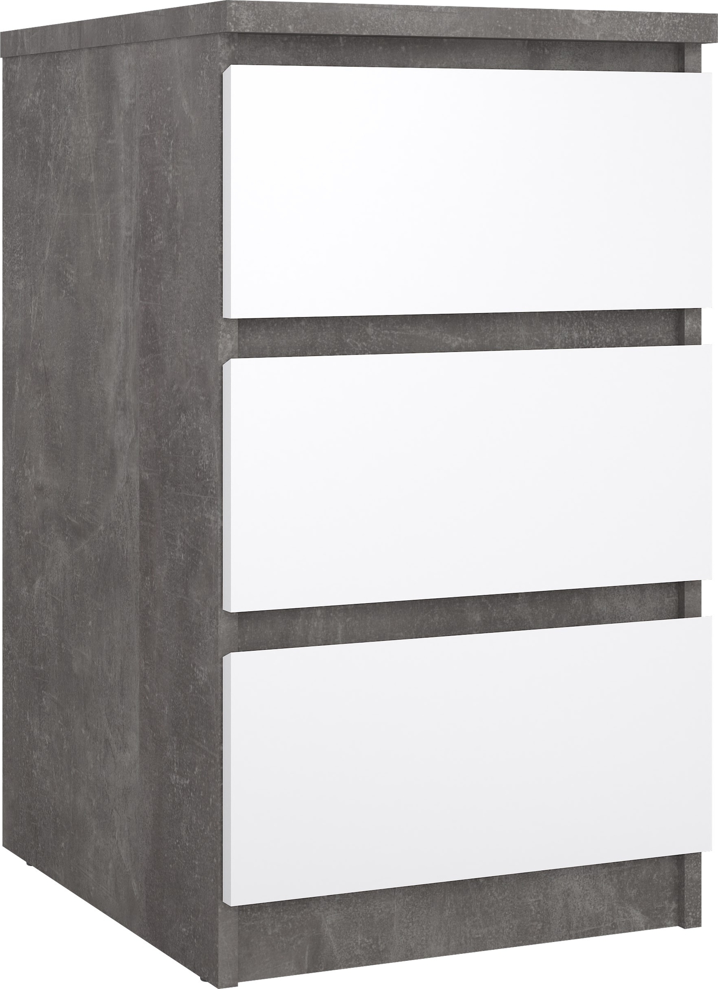 Naia smal dressoir met 3 lades - Beton/wit