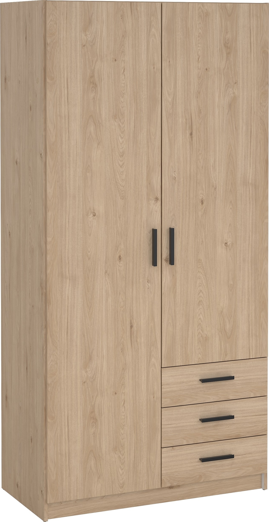 Sprint garderob med 2 d�rrar och 3 l�dor - Hickory